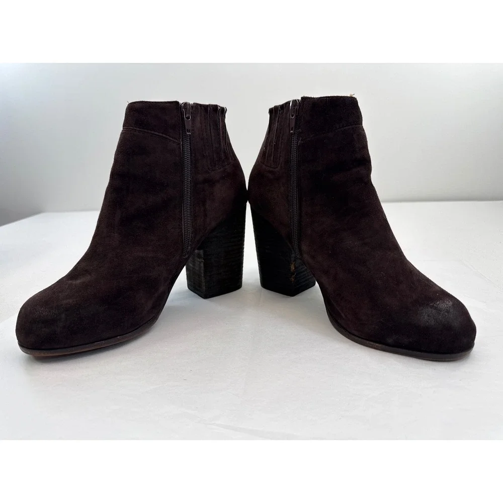Jeffrey Campbell Chocolate Brown Ankle Boots Women Size 10 Block Heel